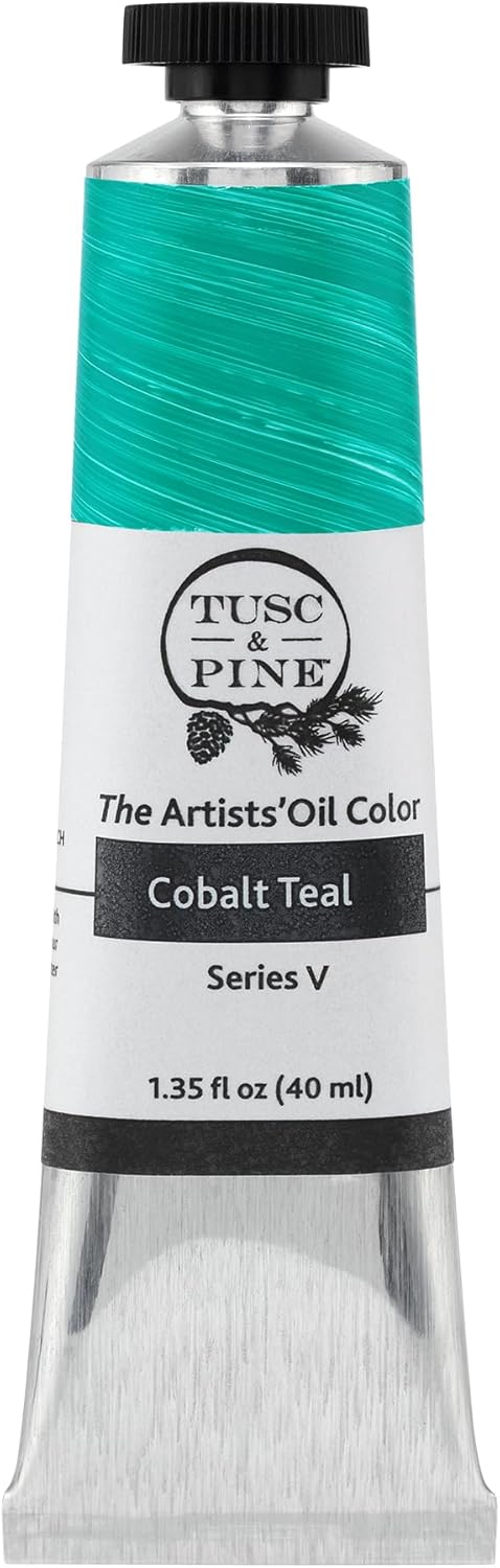 Tusc & Pine Artist Oil Paint - Cobalt Teal, 40 ml, Non-Yellowing, Rich & Creamy Consistency, Maximum Pigment Load, Small Batch Milled Oil Paints Made in the USA for Professional Artists