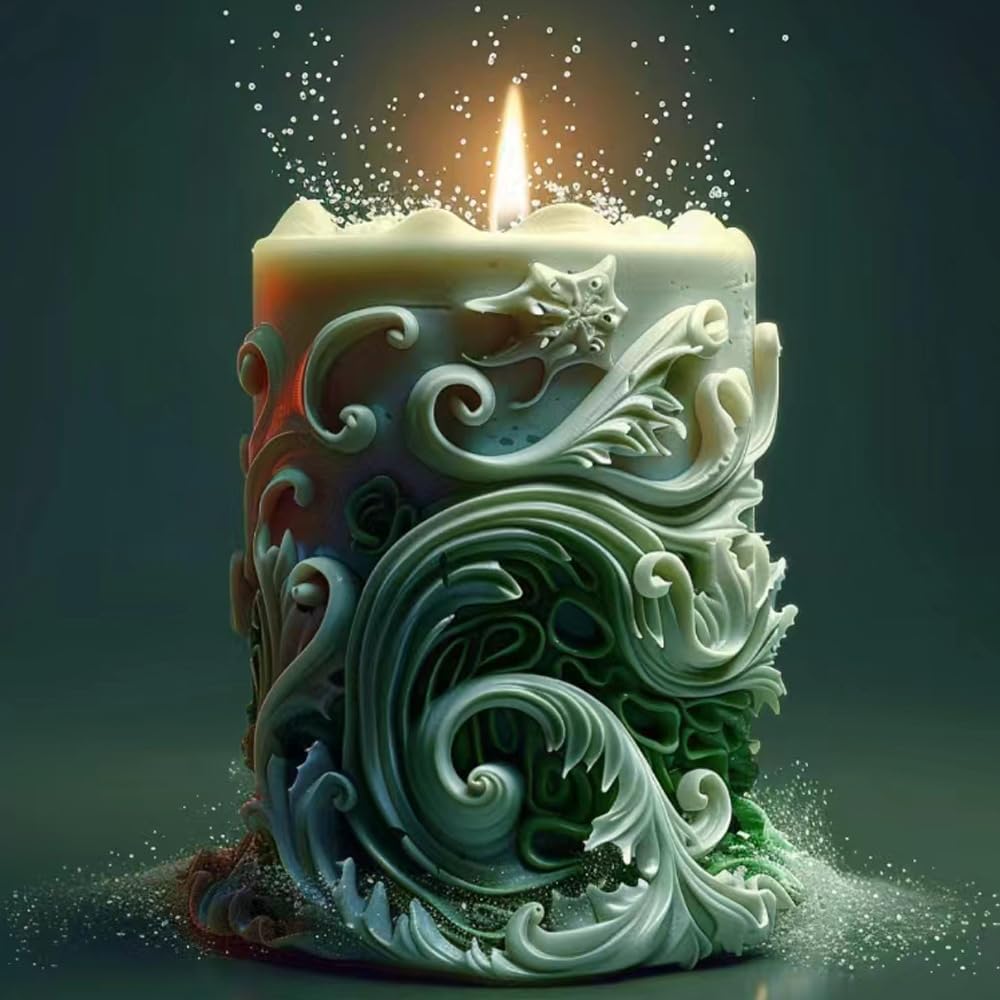 Starfish Shell Cylindrical Candle Mold, Marine Conch Silicone Mold, Wave Epoxy Resin Casting Mold, Chocolate Fudge, DIY Wax Soap, Candle Making Process Essential Materials B