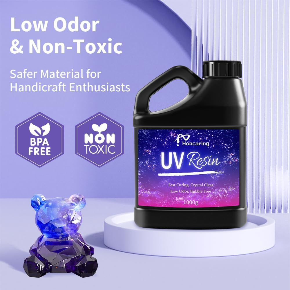 UV Resin Bulk 2000g, Hard Type Clear Beginner-Friendly Kit, Upgraded Formula & Crystal Clear for Jewlery Making, Art Craft, 1000g*2 Resin UV Kit for Earring, Pendant, DIY
