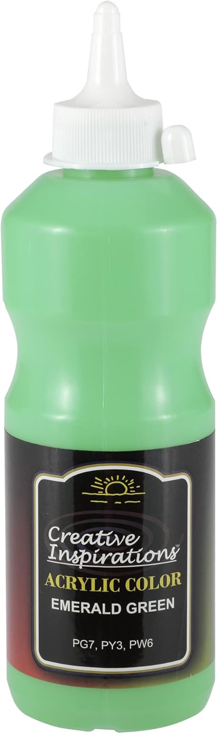 Creative Inspirations Acrylic Paint - Emerald Green - 500 mL Bottle - Smooth & Creamy Consistency, Vibrant Pigmentation, Great Coverage for Artists - Clean Up with Soap & Water