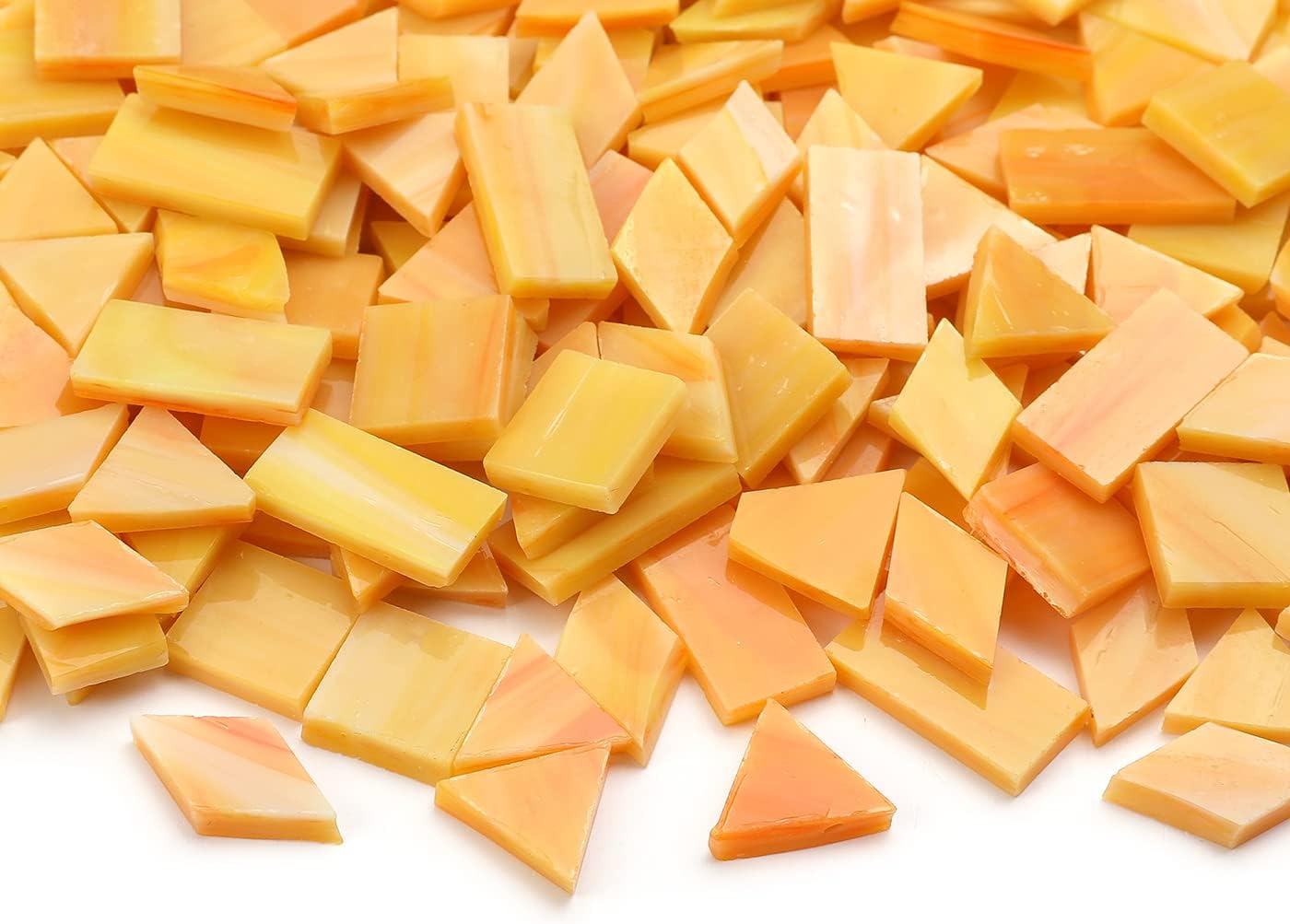 Lanyani 200 Mixed Color Glass Mosaic Tiles - 4 Shapes, Tiffany Stained Glass Pieces for Crafts, Pumpkin Orange