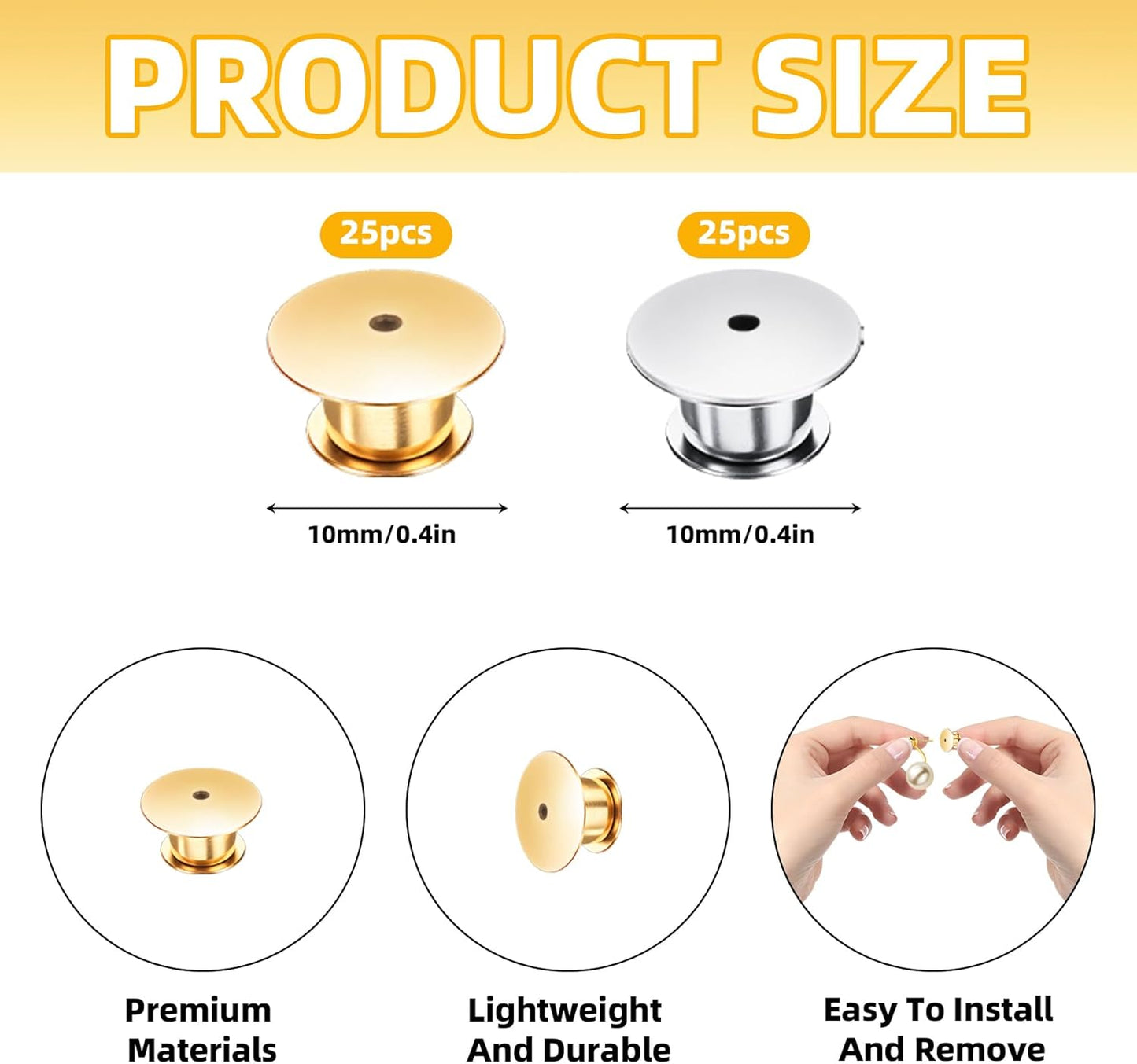 Locking Pin Backs - Enamel Brooch Locks Buckle 50pcs Badge Lapel Button Back Lock for DIY Crafts(Gold and Silver)