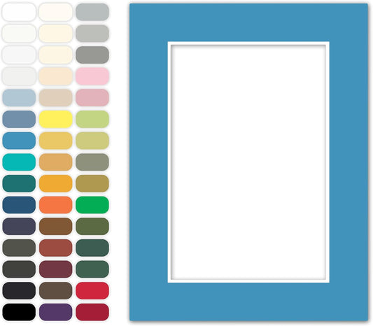 Poster Master Bay Blue Matboard – 4-Ply Acid-Free Picture Mat Board with 45° Beveled Cut, Made in USA, Custom Cut to Any Size, 1/16" Thickness for Framing & Displays