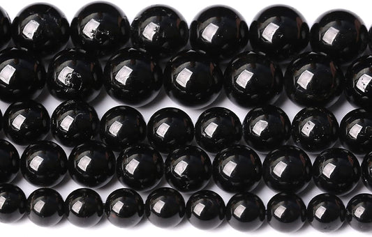 46pcs 8mm AAAA Natural Black Tourmaline Gemstone Beads Round Loose Beads for Jewelry Making DIY Bracelet Necklace