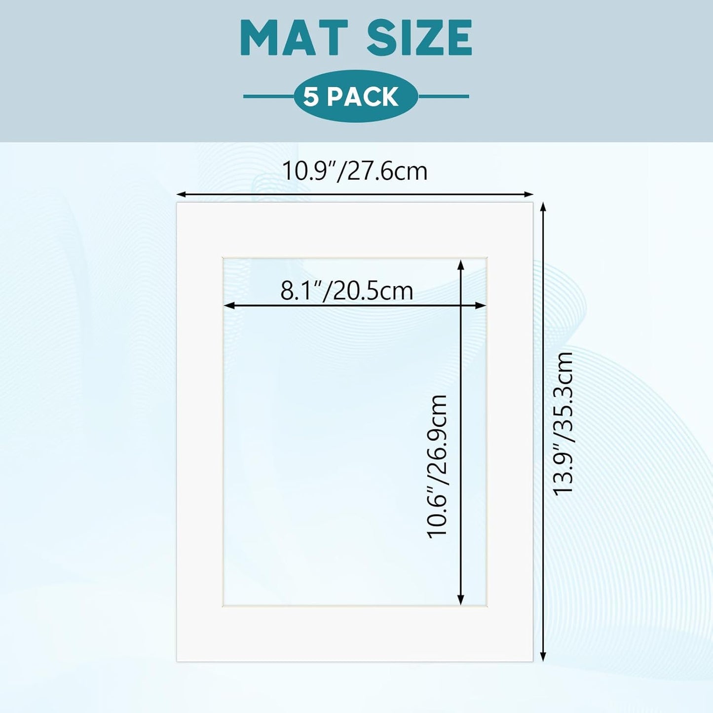 ZBEIVAN 11x14 White Picture Mats with Core Bevel Cut Frame Mattes for 8.5x11 Pictures - Pack of 5