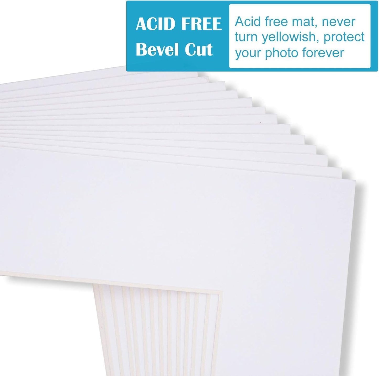Egofine 11x14 White Picture Mats Pack of 11, Frame Mattes for 8x10 Pictures, Acid Free, 1.2mm Thickness, with Core Bevel Cut