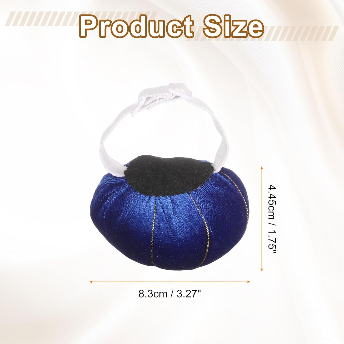 HARFINGTON Wrist Pin Cushion Wristband Sewing Pincushion Polyester Pin Holder Wearable Pumpkin Shaped Needles Wristband with 100 Head Needles for Sewing Quilting DIY Crafts, Blue