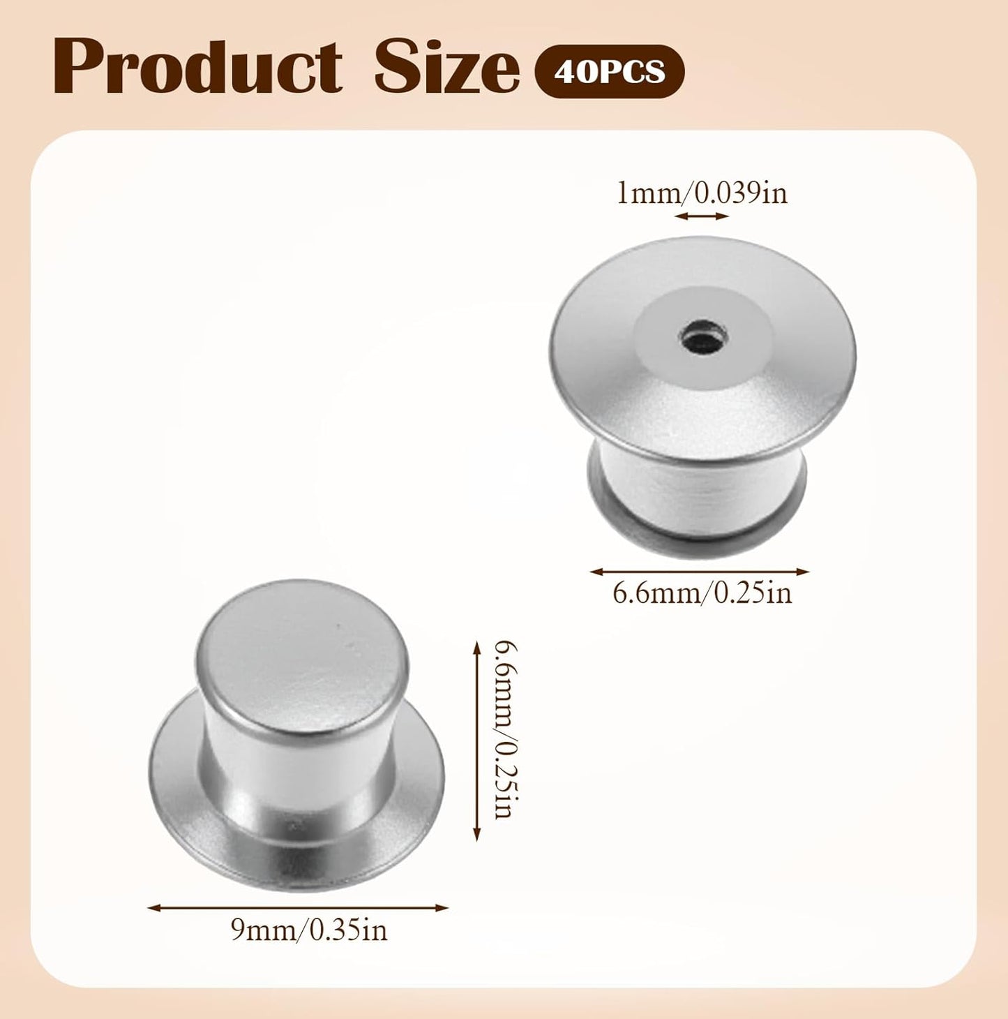 40pcs Locking Pin Back, Metal Locking Pin Backs for Enamel Pins, Pin Backs Locking Bulk, Silver