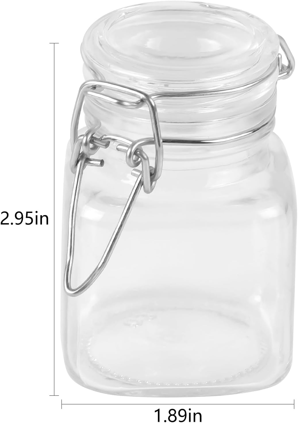 MIDELONG Spice Jars, 3oz Square Glass Jars with Hinged Glass Lid, Empty Spice Containers, Leak Proof Rubber Gasket for Home Kitchen Arts Crafts Decoration Snack Foods and Sauces, Pack of 2