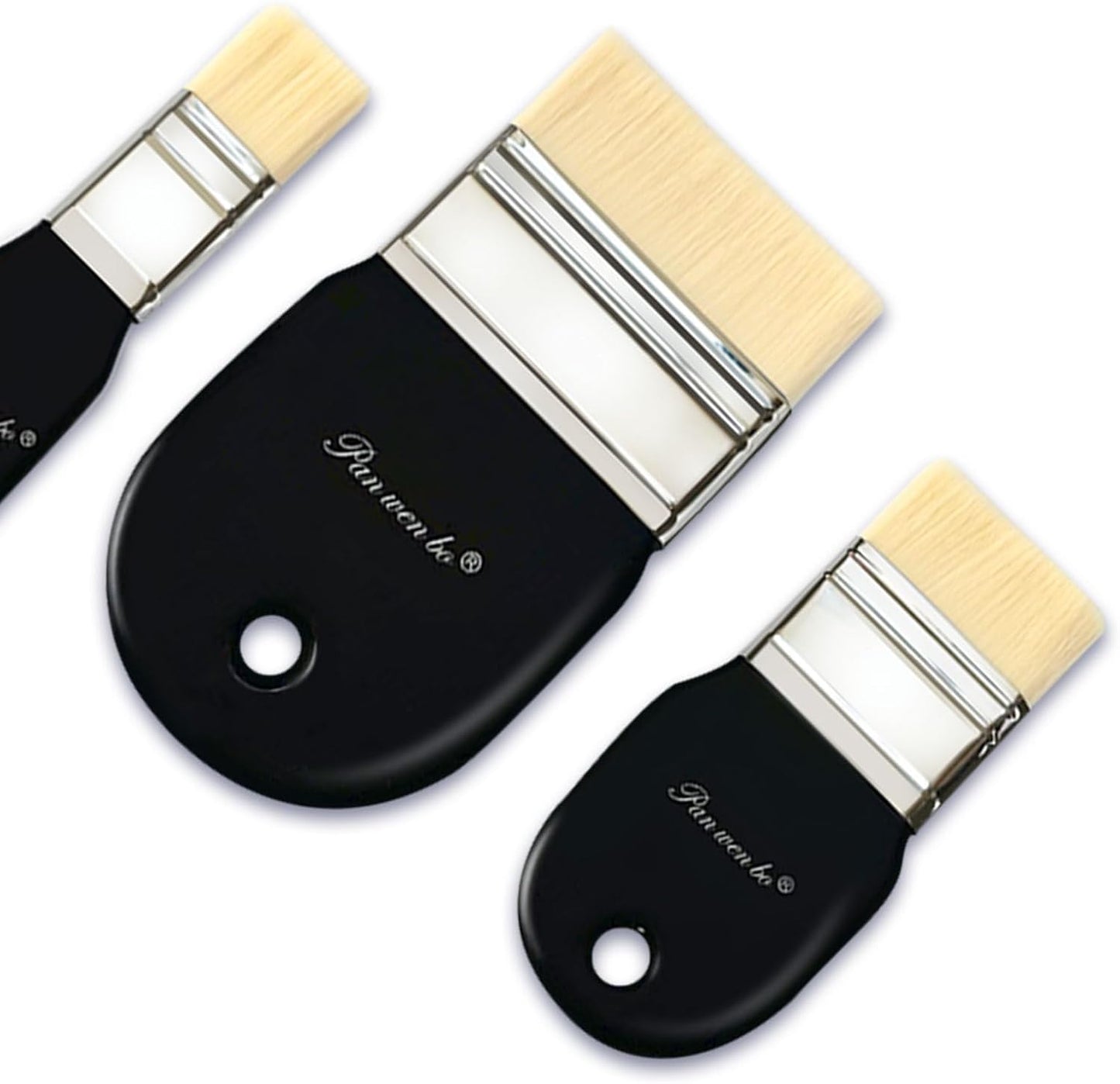 3 Pack Flat Paddle Paint Brush Set, Nylon Painting Brushes for Acrylic, Oil, Paint, Varnishes, Watercolor, Painter, Students, Artist and Watercolor Brushes Paints (1", 2", 3")