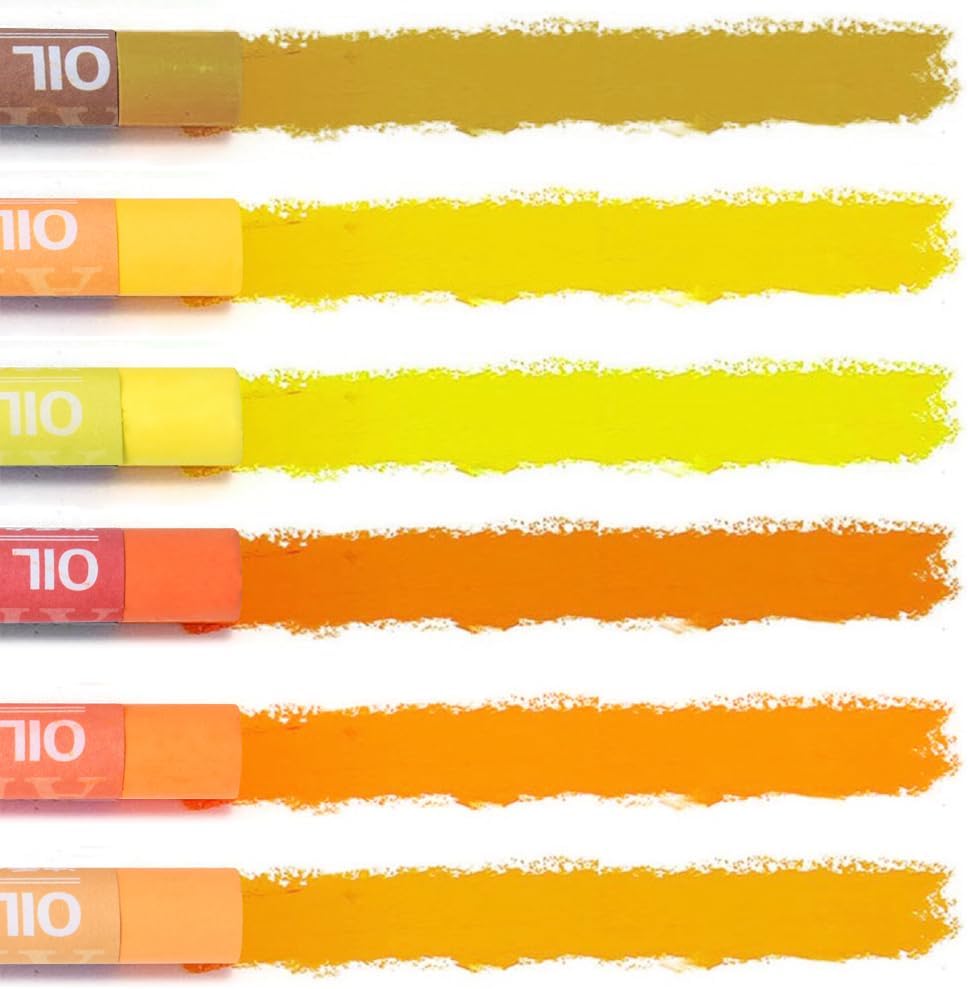 Mifuner Soft Oil Pastels Set (6 Sticks,6 Colors),Colors Heavy Oil Pastels Vibrant and Creamy,Pastel Art Supplies for Artists,Gallery Oil Painting Stick,Beginners,Adult Art Drawing Yellow