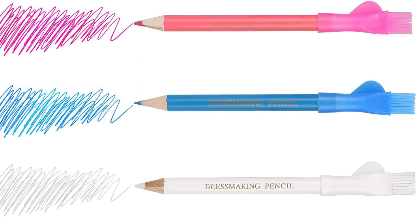 CampTek Tailors Chalk & Fabric Markers for Quilting - 10PCS Tailor's Chalk, 4PCS Heat Erasable Pens with 4 Refills, 3 PCS Sewing Fabric Pencils