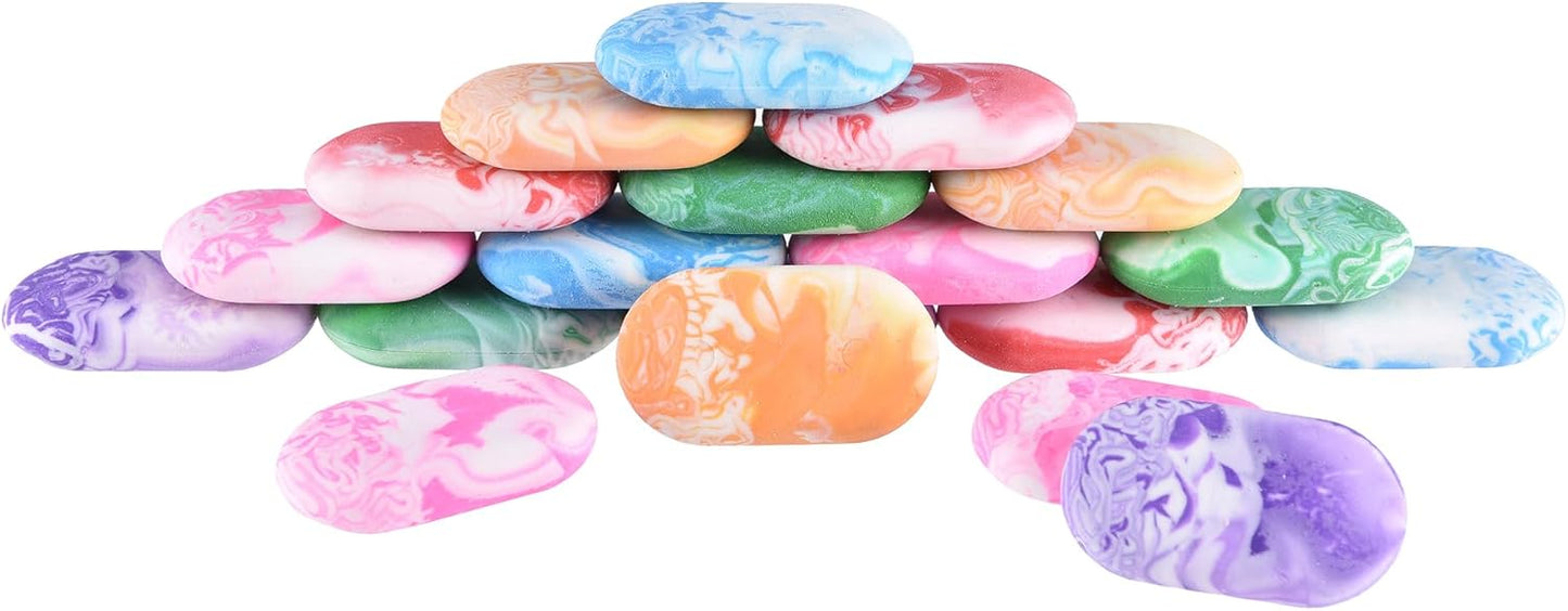 19PCS Bulk Cute Marble Oval Erasers for Kids Bulk,Back to School Party Gifts (Marble Oval, Big)