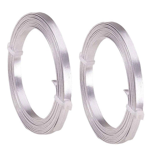 Flat Aluminum Wire Bendable Flat Wire for Crafts 5mm Metal Strips for DIY Jewelry Making Bezel Sculpting Armature 18Gauge 6.5Feet/Roll 2Rolls (5mm Wide, Silver, 2)
