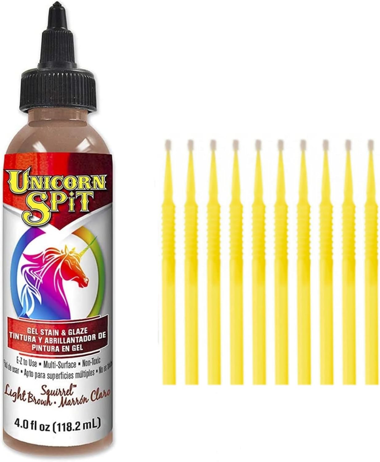 Unicorn SPiT Gel Stain and Glaze in One - Squirrel 4 oz. Bottle Detail Sticks