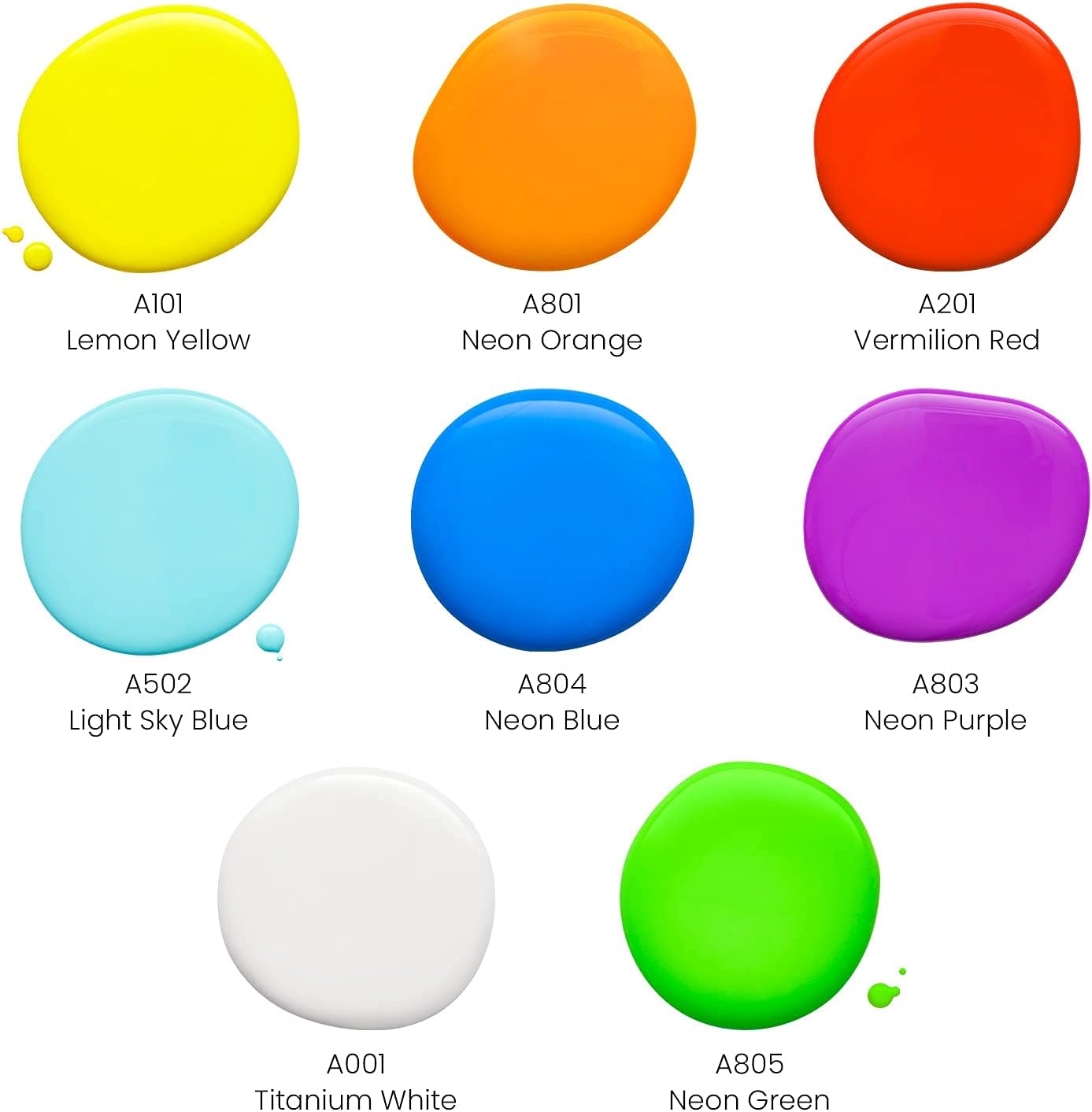 ARTEZA Acrylic Pouring Paint Set, 8 Rainbow Colors, 4 oz Bottles, High-Flow Paint, No Mixing Needed, Art Supplies for Canvas, Glass, Paper, Wood, Tile, and Stones