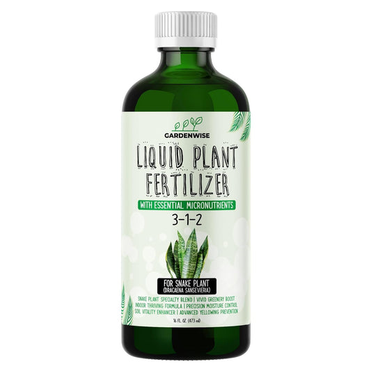 3-1-2 Liquid Fertilizer Concentrate with Micronutrients - Ideal Snake Plant Food for Sansevieria (Dracaena trifasciata), Indoor Plant Care (16 OZ)