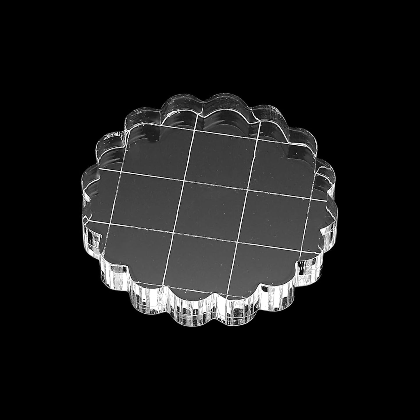 PATIKIL 1.6" Acrylic Stamp Block, 6Pcs Clear Stamping Block with Grid Lines Decorative Mounting Blocks Round for Scrapbooking DIY Crafts Card Making