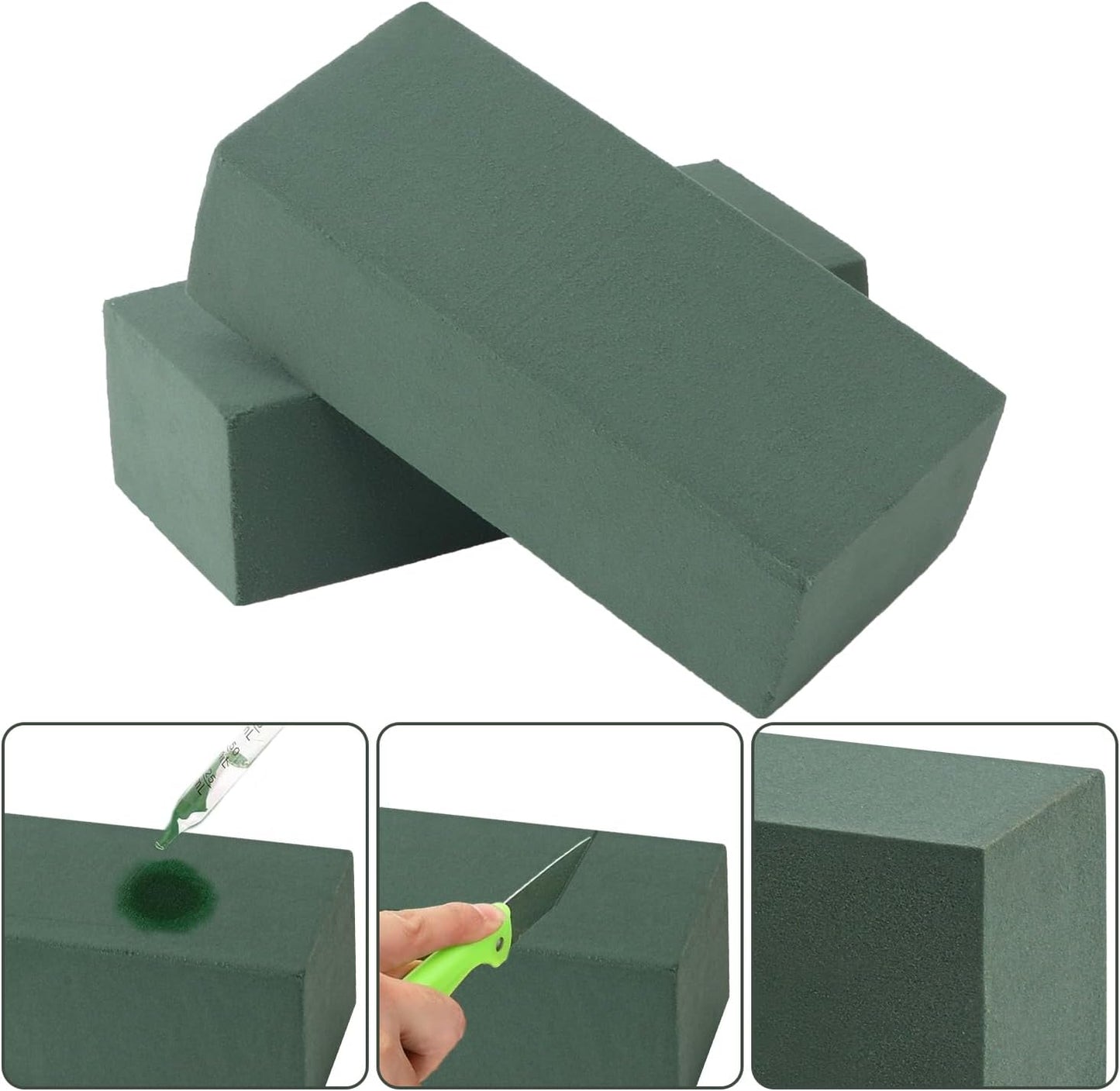 IHDYPPEW 16 PCS Green Floral Foam Blocks, 7.8"L x 2.4"W x 3.54"H Floral Foam for Flower Arrangements, Dry and Wet Florist Foam for Flowers, Flower Foam Bricks for Flowers Business, Outdoor, Weddings