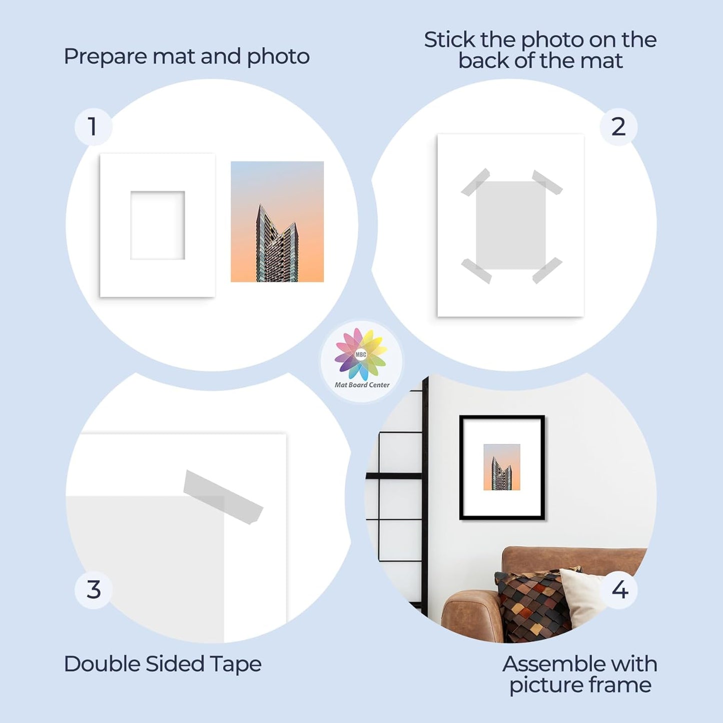 MBC MAT BOARD CENTER, 10 Pack 16x20 for 8x10 White Picture Mats Frame Mattes, Bevel Cut, Acid Free, 4-ply Thickness