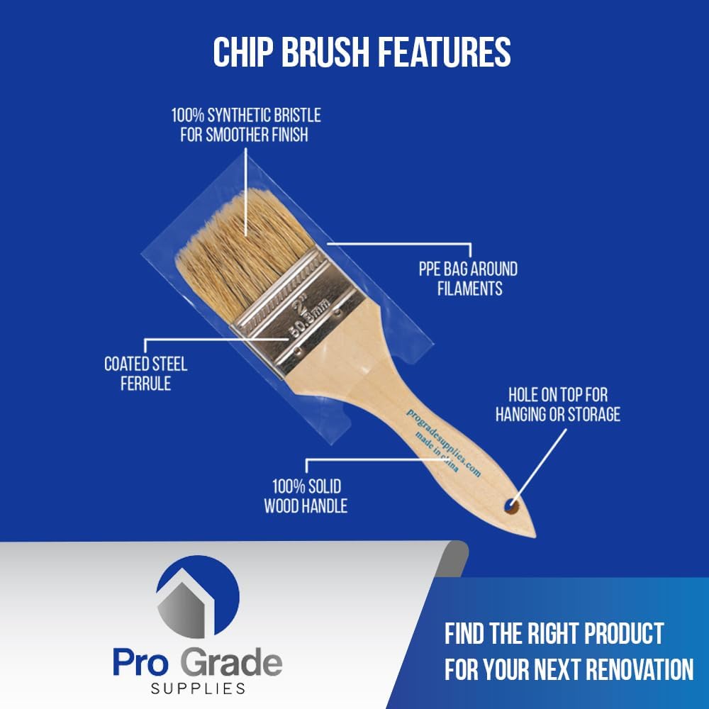 Pro Grade - Chip Brush – Paint Brush Set – 24 Pack - Natural China Bristle Paintbrush Set for Art, Craft, Epoxy, Varnish, Resin, Stain, Glue, Gesso, Primer, Acrylic and Oil Paint
