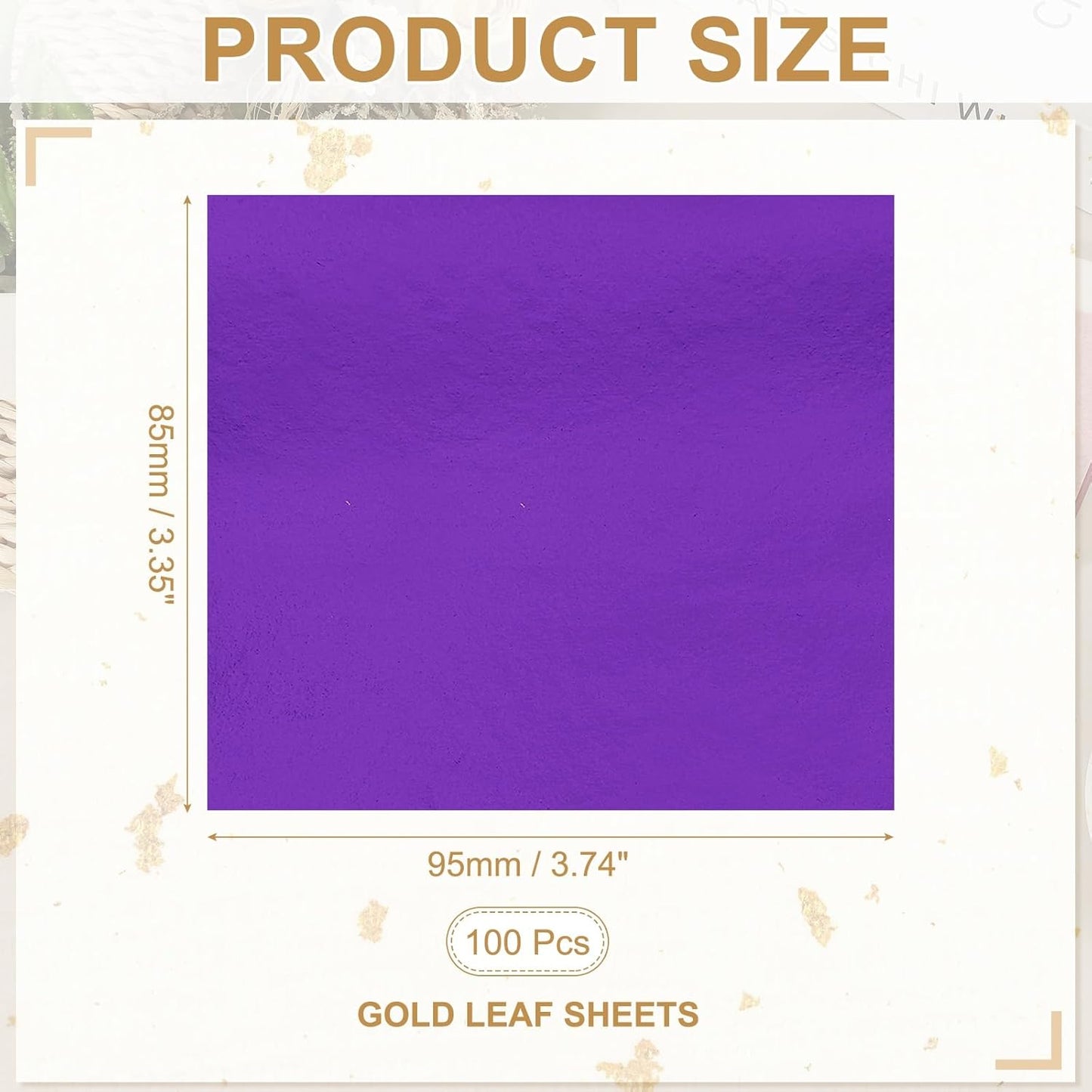 PATIKIL Gold Leaf Sheets for Art 3.7" x 3.4", 100 Pcs Gold Foil Sheet Metallic Leaf Papers for DIY Crafts Resin Furniture Nails Paintings Home Decoration, Dark Purple