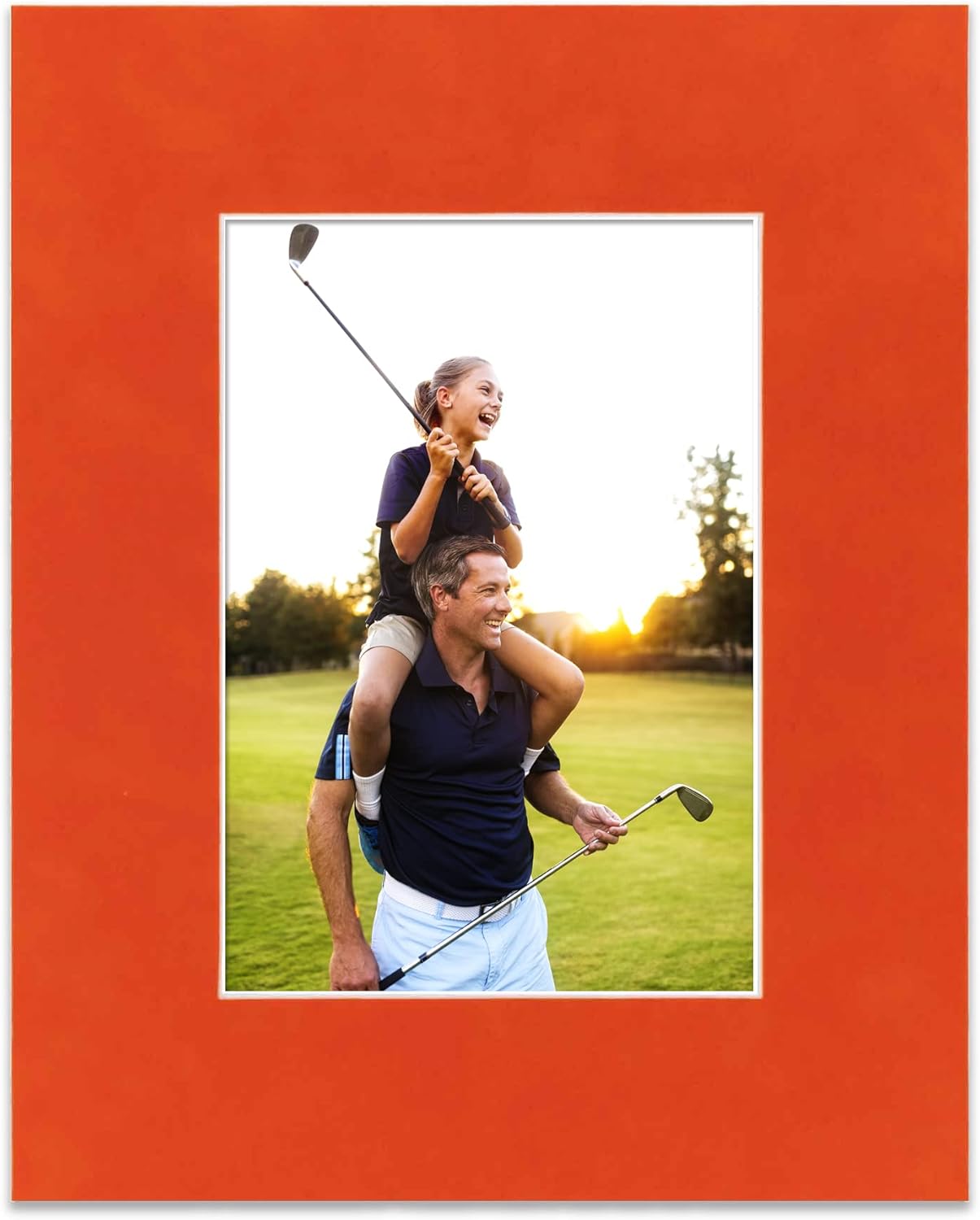 Pack of 25 Acid Free 8x10 Mats Bevel Cut for 5x8 Photos - Orange Suede Precut Matboards For Pictures, Photos, Framing - 4-ply Thickness