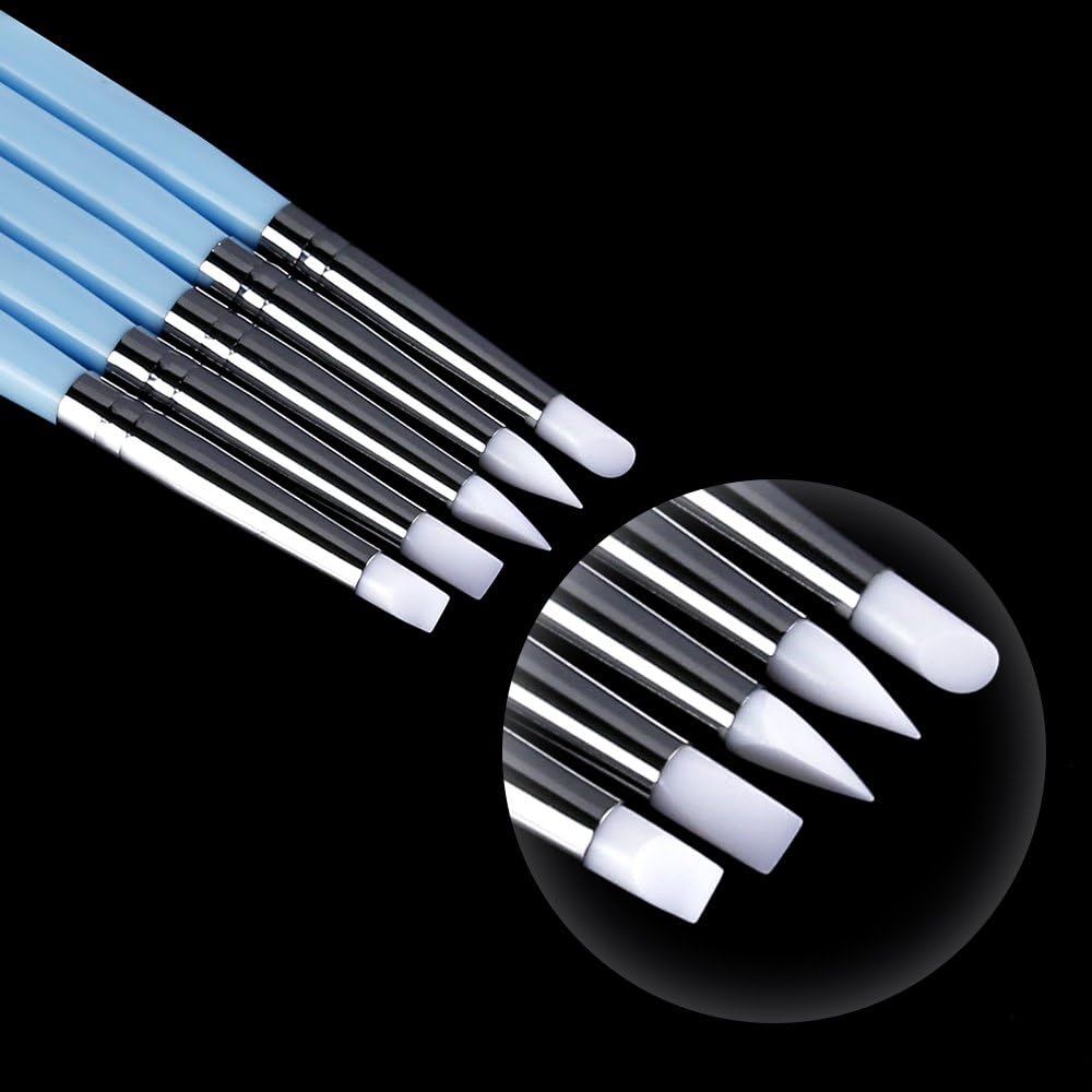 Caydo 9 Pieces Stylus Tools, 5 Pieces 2 Way Total 10 Different DIY Silicone and Ceramic Clay Indentation Tool and 4 Pieces Double-Ended Metal Ball Tools