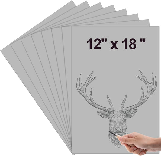 Yeaqee 8 Pcs 12 x 18 Inch Linoleum Block Rubber Carving Block Soft Linocut Blocks Large Linoleum Sheet Unmounted Lino Plates for Engraving Art Project Printmaking Artist Studio Supplies, Gray