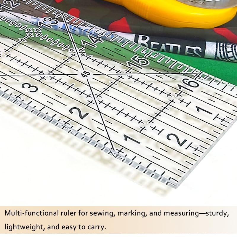 Quilting Rulers, Sewing Ruler, Acrylic Ruler for Sewing and Quilting,Cutting Ruler with Non-Slip Rings (3"x17",1.5"x17",3"x12",1.5"x10",1"x6") (Black and White)
