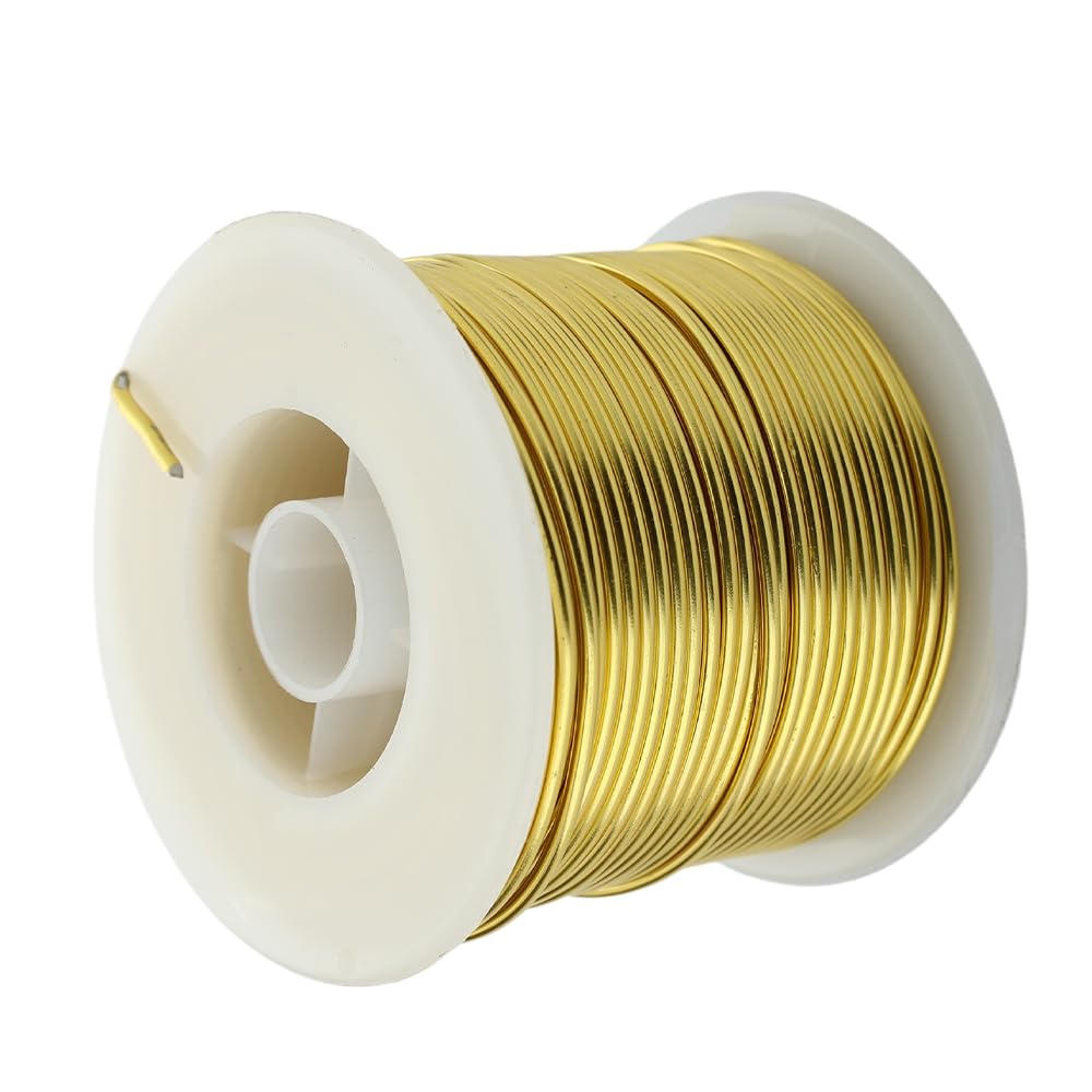 UTILE Armature Aluminum Wire 100 ft 15 Gauge 1.8 mm Anodized Craft Bendable Wire – Sculpting Metal Gold for Bonsai Trees, Clay, Crafts, Plants, Gardening, Beading and Jewelry Making (Gold)