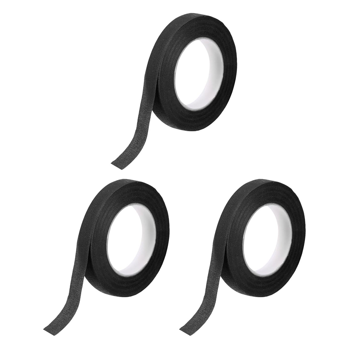 MECCANIXITY 3 Rolls Floral Tapes, 30 Yard x 1/16 in Florist Crepe Flowers Bouquets Tape Adhesive Waterproof for Flower Arranging Wrapping, Black