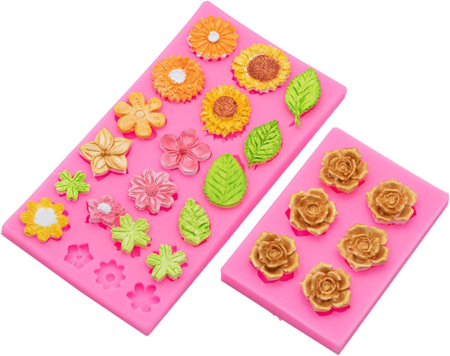 Flower Silicone Veiner Mold Set, Fondant Flower Veining Mold Tulip Orchid Molds Sugar Gum Paste Molds Cake Decoration Tool for Tulips Hibisus Rose Leaf