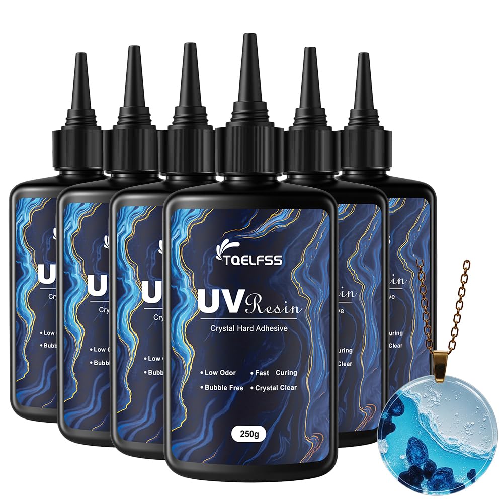 UV Resin,1500g High Gloss & Clear & Solar Cure Sunlight Activated Glue Hard,UV Cure Resin for Casting,Coating & DIY Crafts（250g*6）