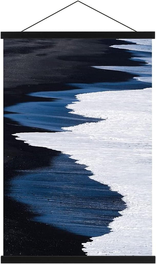 Ywlake Magnetic Poster Hanger, 34x22.5 34 x 22 34x24 Poster Frame Wood Wooden Magnet Print Posters Dowel Scroll Hanger Hangers Hanging Kit for Walls Map Canvas Artwork (Black, 34")