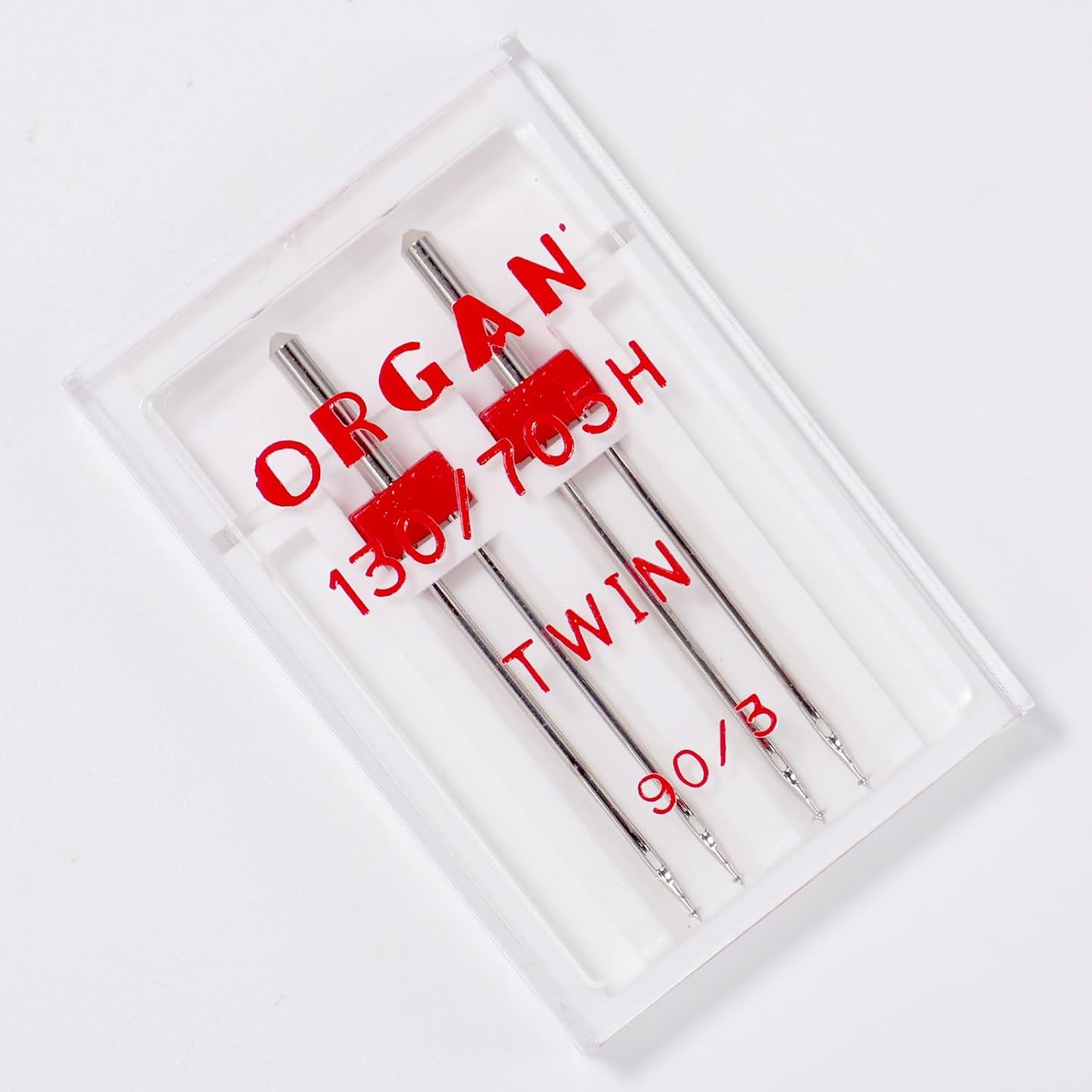 Organ Twin Sewing Machine Needles (Double Needle) Size 90/14 3.0mm, for Medium-Heavy Fabrics, Topstitching, Hems, Compatible with Singer, Brother, Janome Home Machines