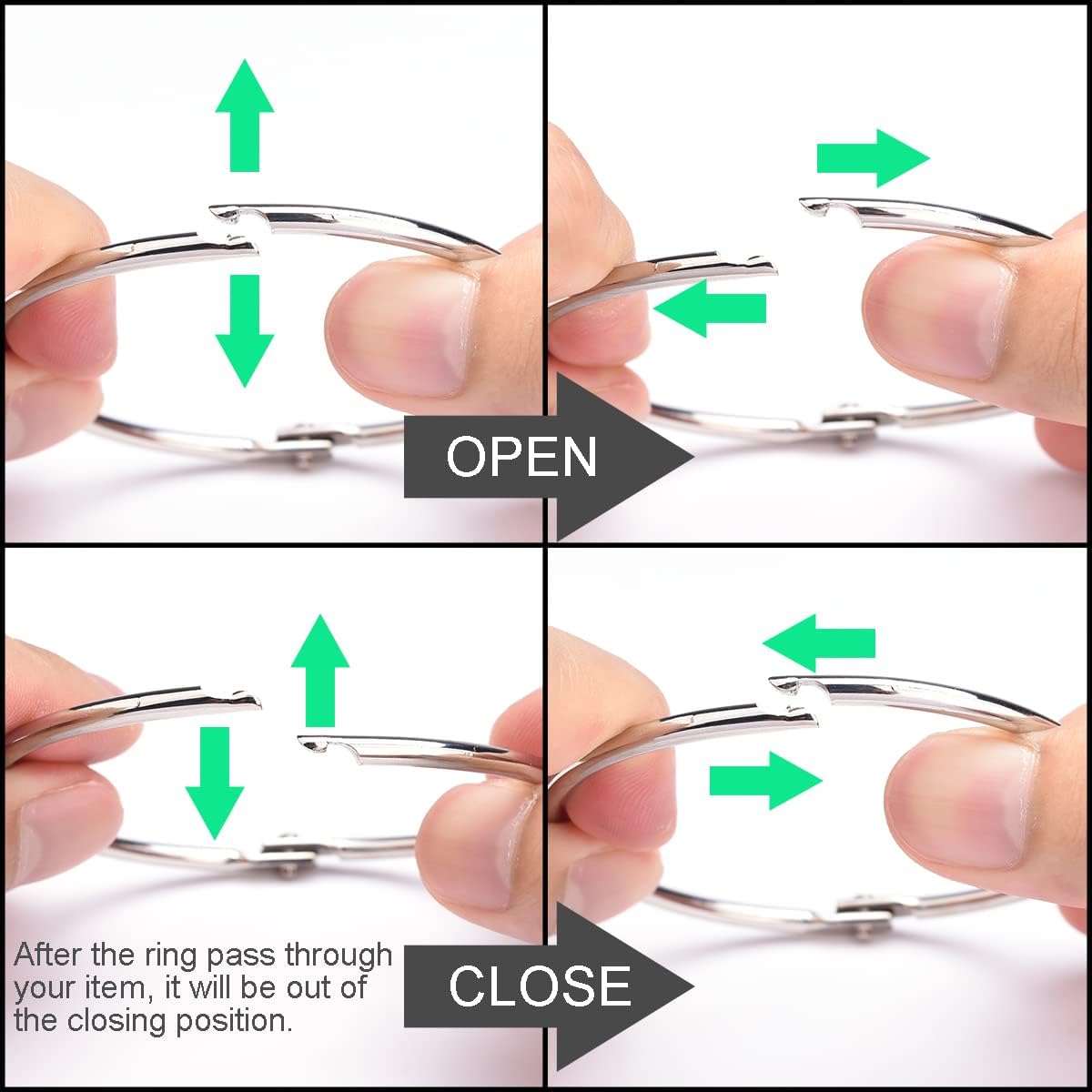 CooBigo 50 Pack Binder Rings, 2-1/2-Inch Metal Book Ring Holder for Loose Leaf, Index Cards, Flash Cards, Keychains - Silver