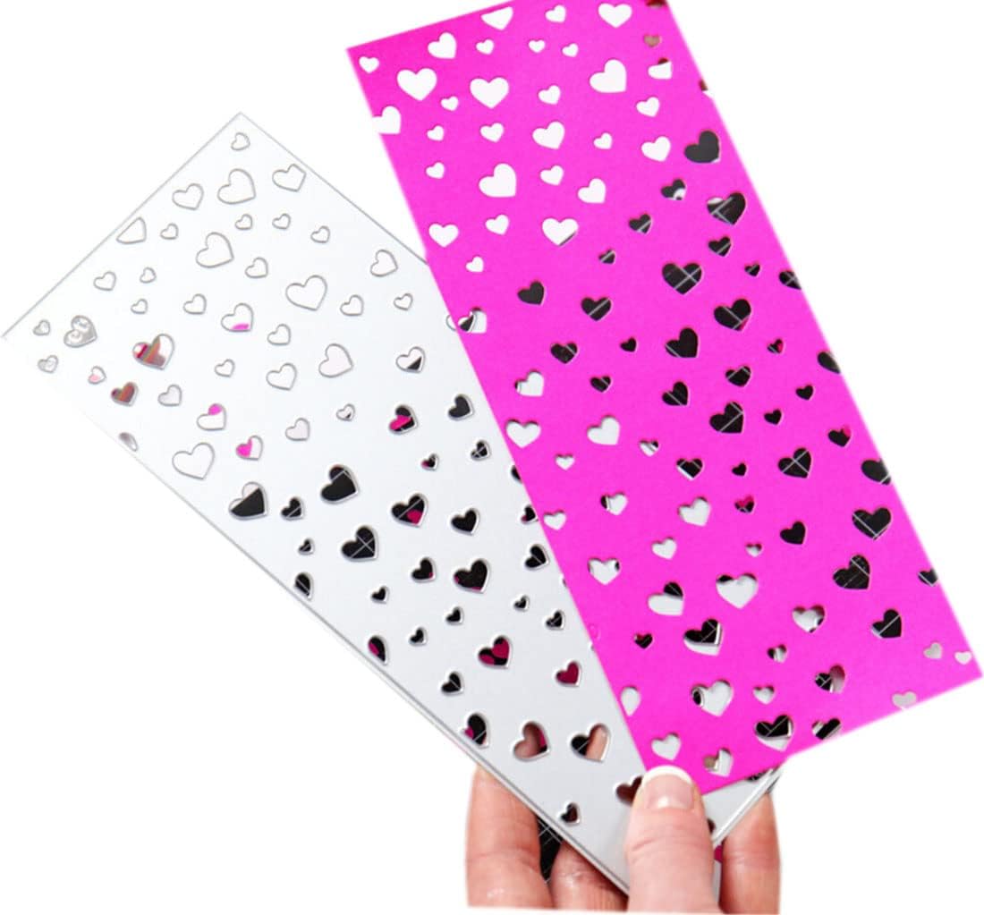 Mvchifay Cutting Dies Happy Birthday Metal Stencils Scrapbooking Tool DIY Emboss Paper Card Making (Heart Hollow frame-89x211mm)