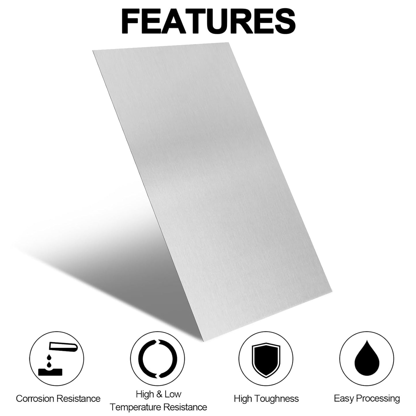 304 Stainless Steel Sheets Metal 10" x 17" x 1/64" (0.50MM) Inch 304 Stainless Steel Plates 24 Gauge Stainless Steel Shim Stock Plates Metal Sheets for Crafting, Stovetop, Snow Frosted Surface