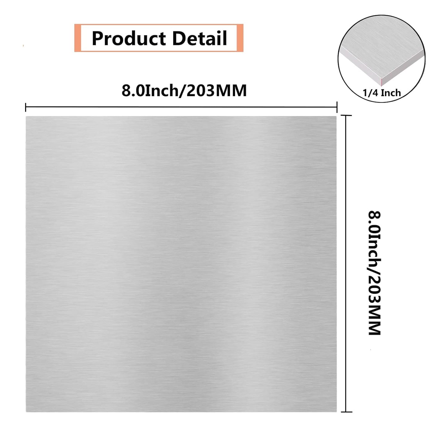 6061 T651 Aluminum Sheet Metal 8 x 8 x 1/4 Inch Flat Plain Aluminum Plate Covered with Protective Film, Heat Treatable Rectangle 6MM Aluminum Tooling Flat Metal Sheet Plate for Crafting, Industrial