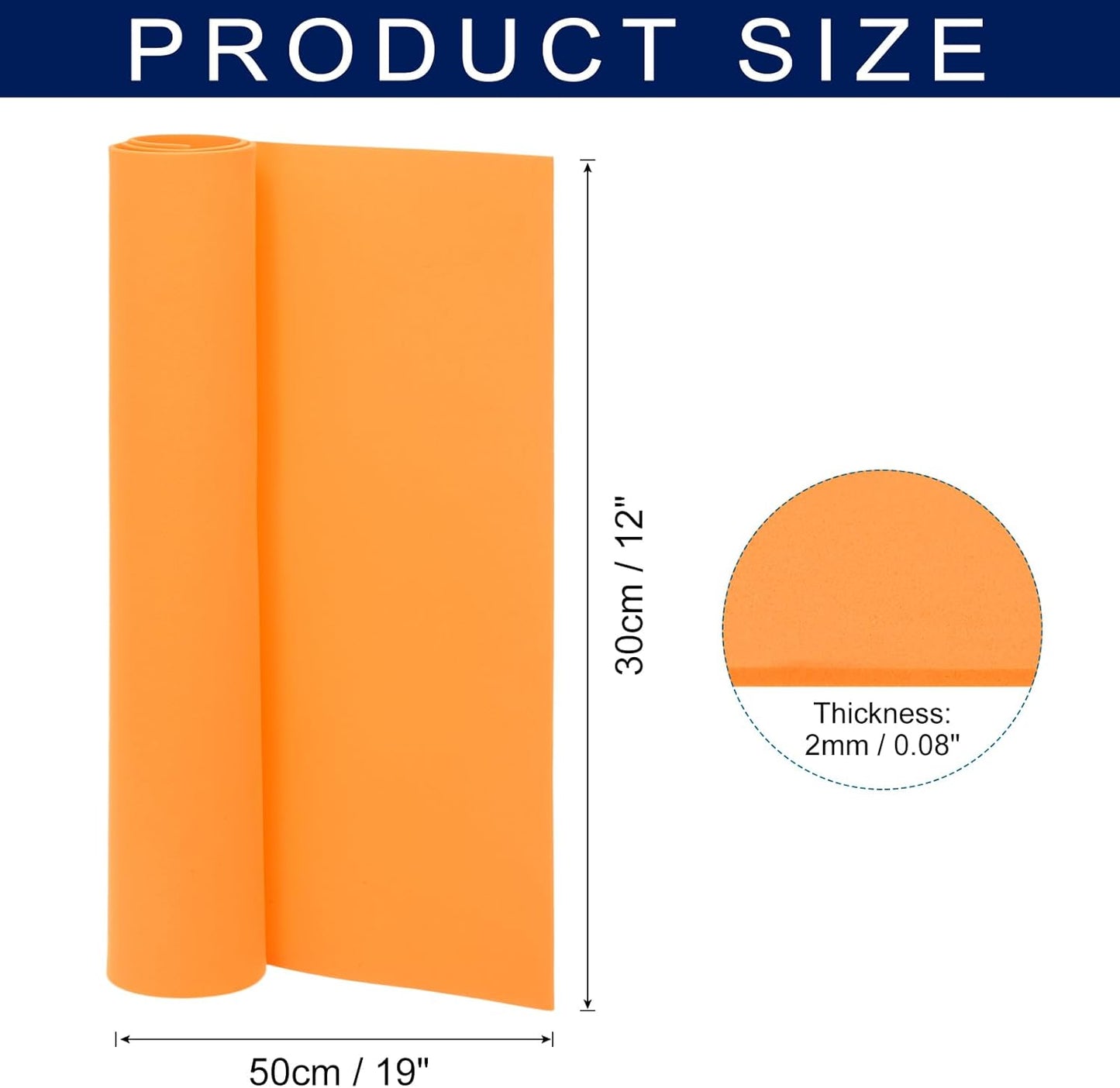MECCANIXITY Foam Sheets Crafts 19x12 Inch 2mm EVA Craft Foam Paper Foam Sheets for Crafts Projects DIY Cosplay Modeling, Orange