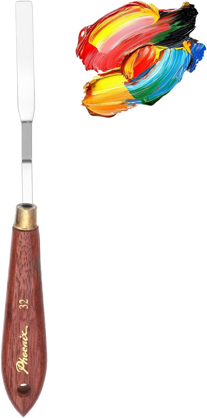 MECCANIXITY Pack of 1 Palette Knife No.32, 8.3" Long Palette Knives with Stainless Steel Flexible Spatula Pallet Knife and Wood Handle for Scraping, Mixing, Oil Acrylic Painting Canvas