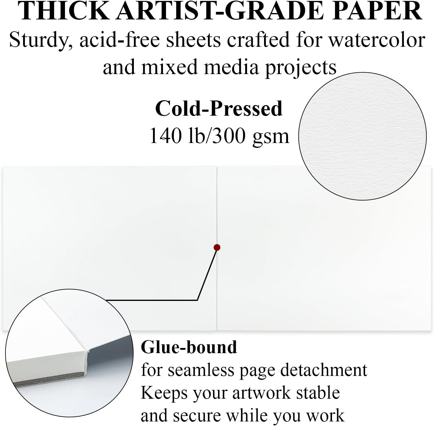 Watercolor Paper Pad, Watercolor Pad 9x12”, 300 GSM/ 140 lb Water Color Paper, 16 Sheets Cold Press - Painting, Drawing & Art Supplies for Adults & Kids, Watercolor Sketchbook for Wet & Dry Media.