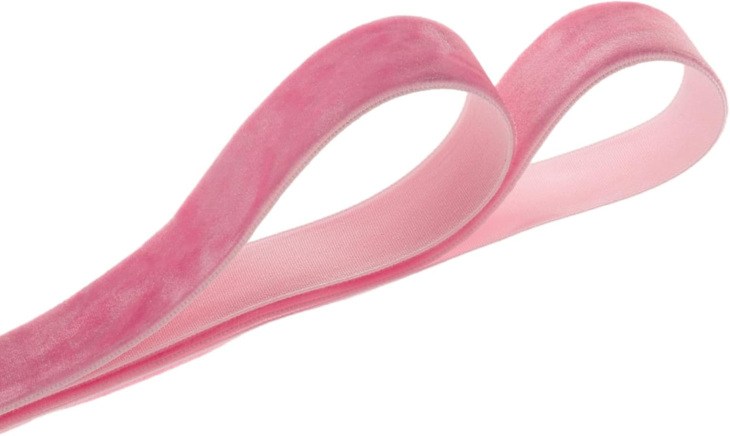 Vintage Peach Pink Velvet Ribbon Christmas Ribbon for Gift Wrapping Crafts Christmas Tree Ornaments Garland Decorations, 1 Inch X 25Yd