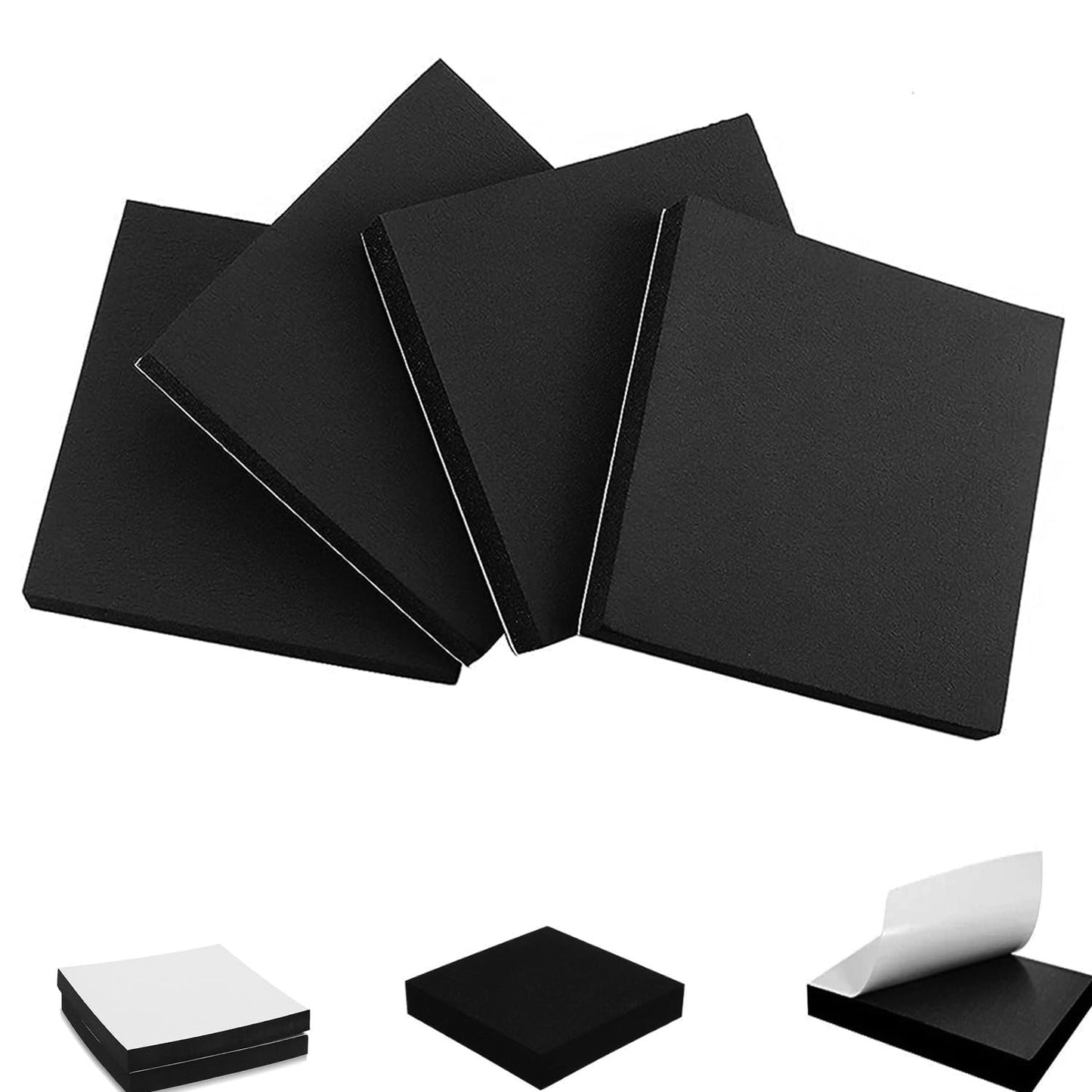 Foam Padding Sheets with Adhesive Backing - Self Stick Neoprene Insulation Foam,4PCS 3/4 Inch Thick X 4 Inch Long X 4 Inch Wide - Closed Cell Foam Sheet Square Pad
