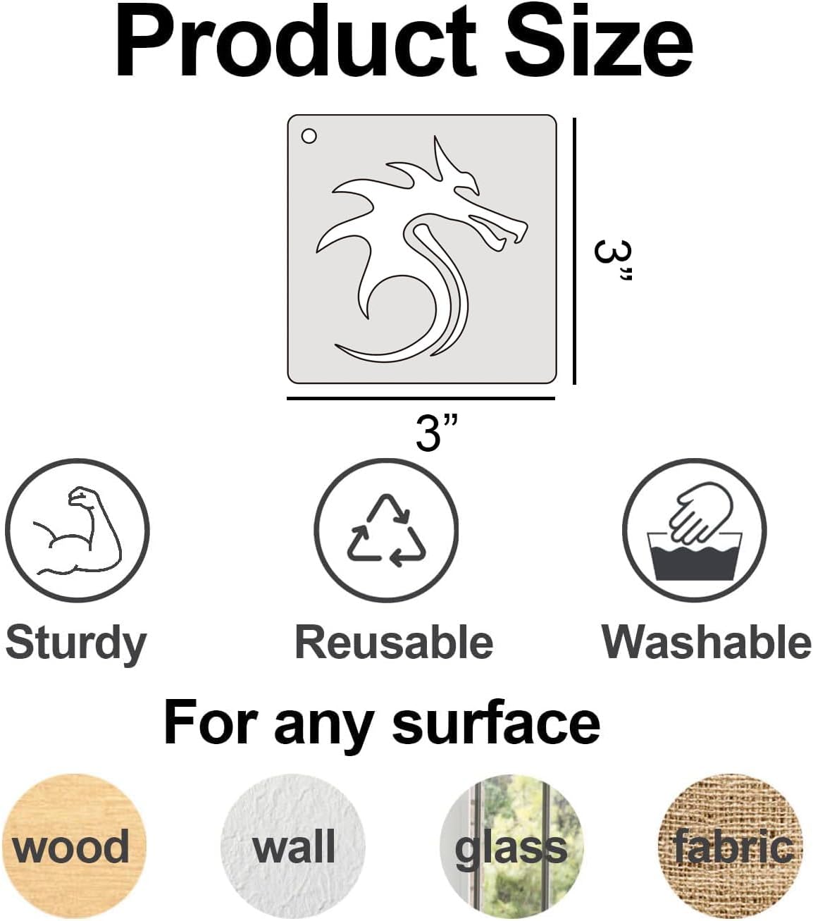 Dragon Stencils for Painting 3inch Reusable Dragon Stencil Template Stencils for Crafts Paint Stencils for Painting on Wood Wall Card Fabrics