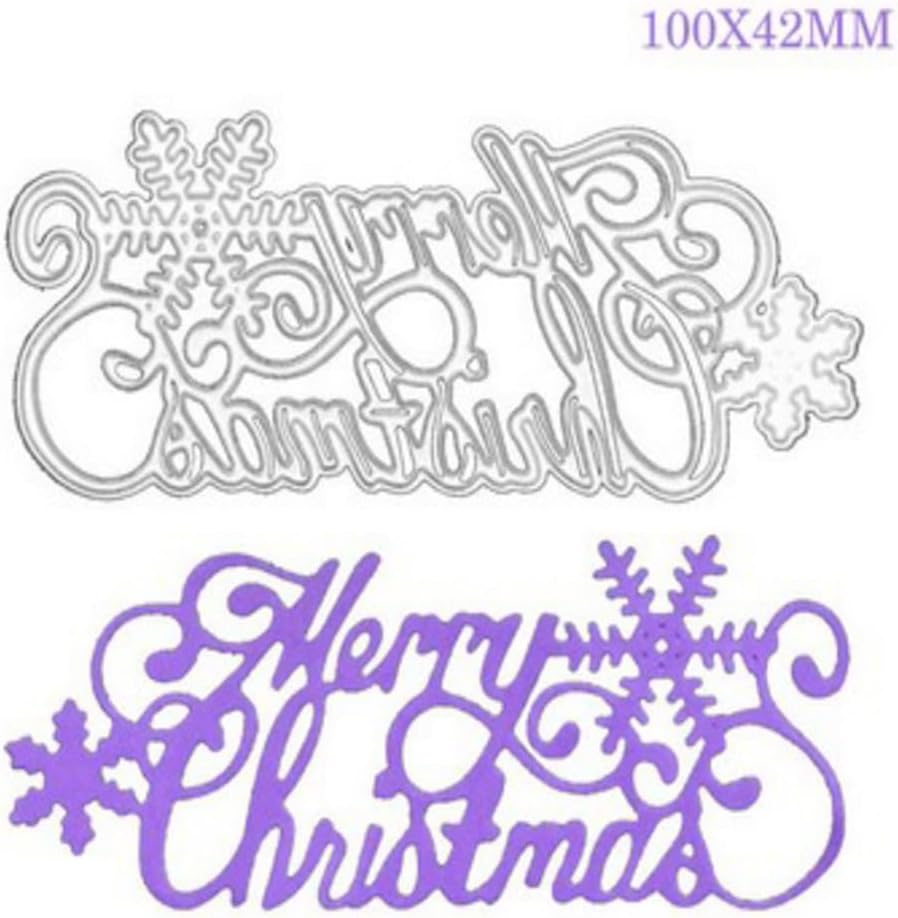 Mvchifay Cutting Dies Happy Birthday Metal Stencils Scrapbooking Tool DIY Emboss Paper Card Making (Merry christmas-10x4.2cm)