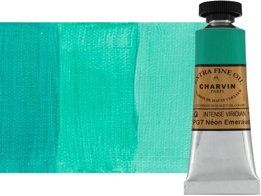 Charvin Extra Fine Oil Paint, Intense Viridian 20 ml - Triple-Milled, Rich Texture, Poppy Oil-Based, Light-Fast, Handmade, Archival Quality