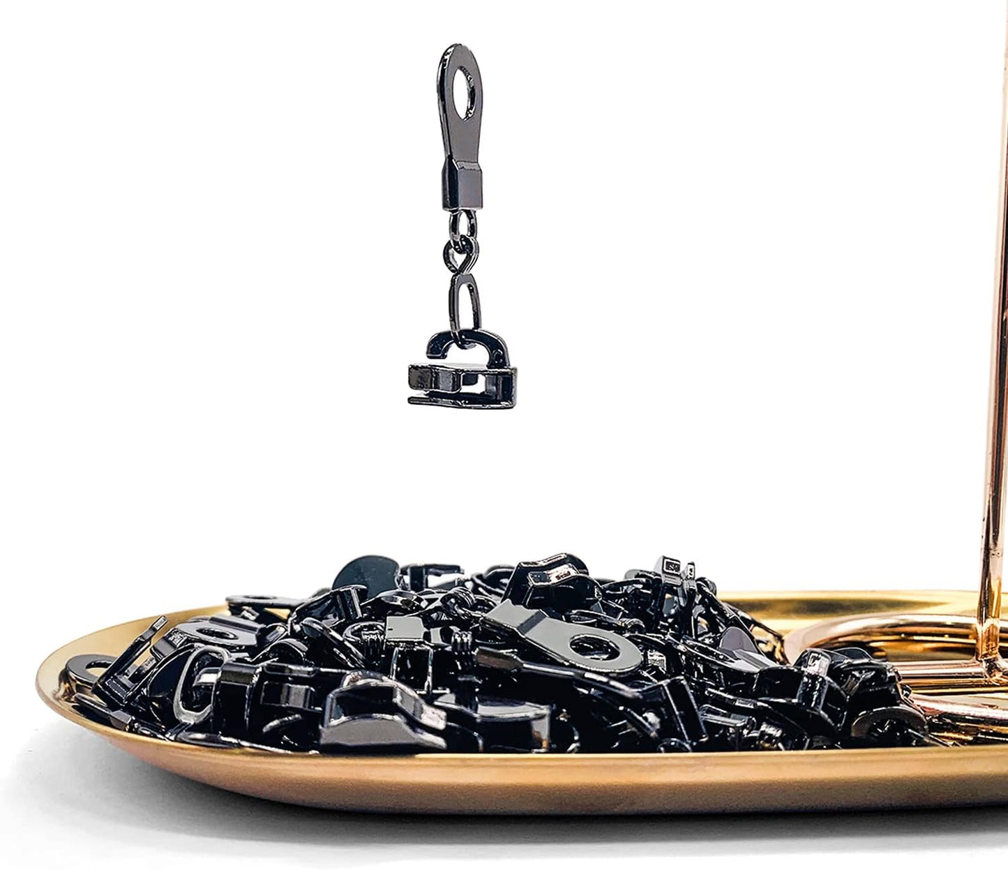 Sawoake 50PCS #5 Black Metal Handle for Nylon Coil Handle Charm for Purse Handbag Craft Sewing Luggage Bag Bulk