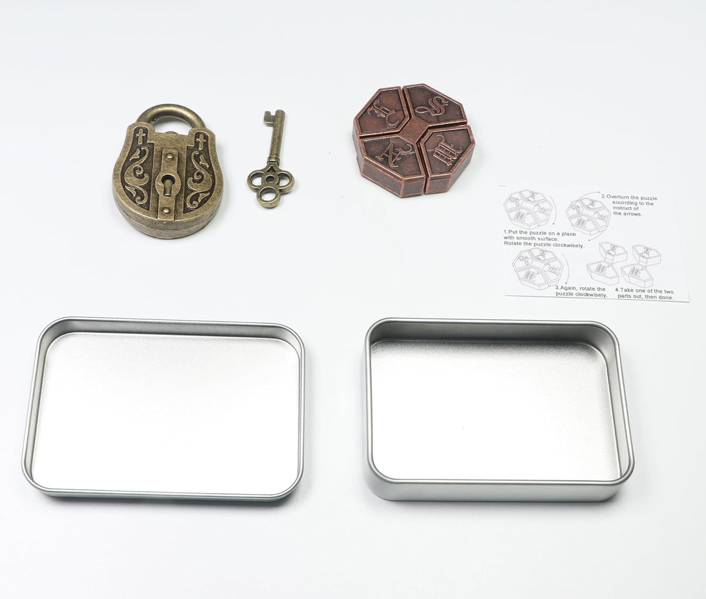 2Pcs Brain Teaser Puzzles for Games, Educational Toys, Mind and Metal 3D Puzzles, Unlock Interlock IQ Box